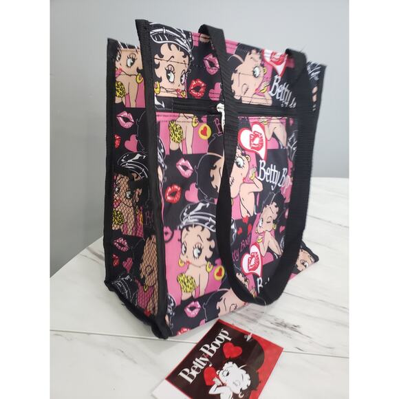 NEW Betty Boop Cheetah Nylon Carry Tote Purse Bag‎ Travel Bingo Bag Retro - Picture 2 of 9